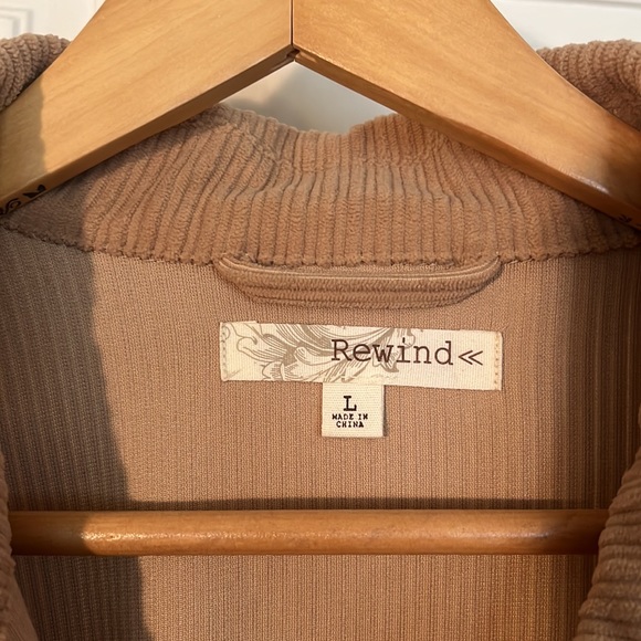 Rewind Light Brown Corduroy jacket. Womens L chore coat with cargo pocket. - Picture 2 of 4